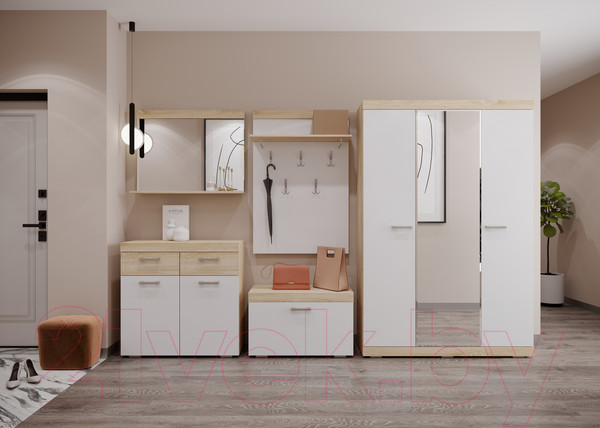 Изображение товара Вешалка для одежды Памир Соната ВШС-800 (дуб сонома/белый глянец)