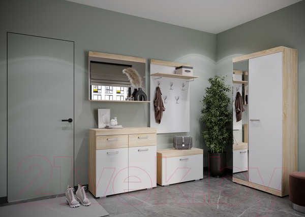 Изображение товара Вешалка для одежды Памир Соната ВШС-800 (дуб сонома/белый глянец)