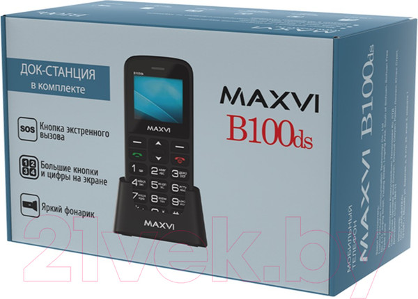 Изображение товара Мобильный телефон Maxvi B100ds (синий+ЗУ)