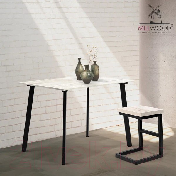 Изображение товара Обеденный стол Millwood Шанхай Л18 100x70 (дуб белый Craft/металл черный)