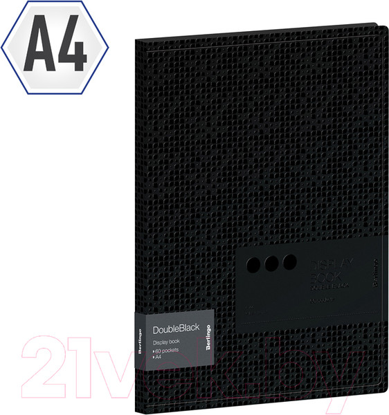 Изображение товара Папка для бумаг Berlingo DoubleBlack / DB4_30701 (60 вкладышей, черный с рисунком)