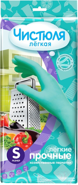 Изображение товара Перчатки хозяйственные Чистюля Легкие прочные с хлопковым напылением (S)