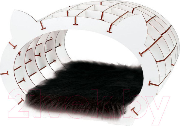 Изображение товара Домик для животных EWA Кошкин дом (белый/черный мех)