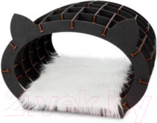 Изображение товара Домик для животных EWA Кошкин дом (черный/белый мех)