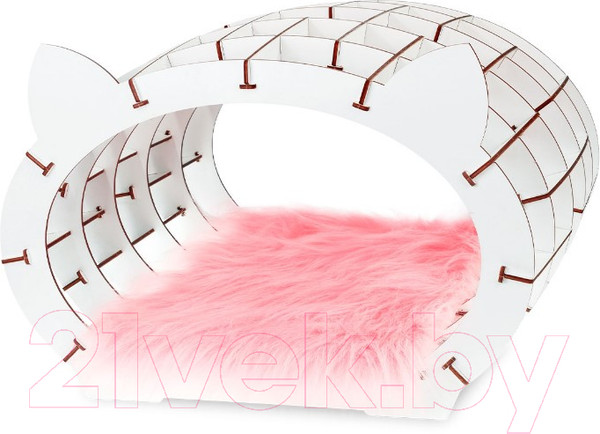 Изображение товара Домик для животных EWA Кошкин дом (белый/розовый мех)