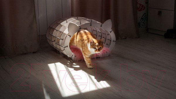 Изображение товара Домик для животных EWA Кошкин дом (белый/розовый мех)