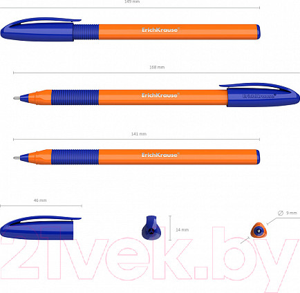 Изображение товара Ручка шариковая Erich Krause U-109 Orange Stick&Grip / 47592 (синий)
