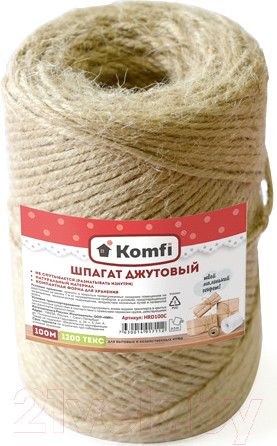Изображение товара Шпагат хозяйственный Komfi Джутовый 1200текс / HRD100С (100м)