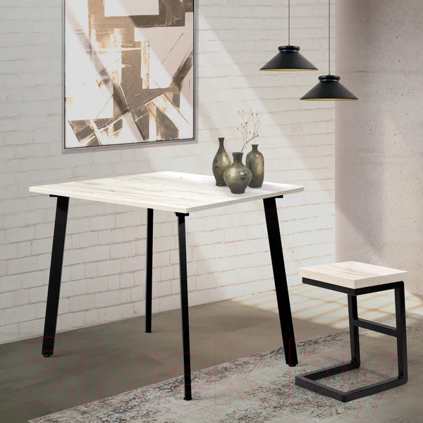 Изображение товара Обеденный стол Millwood Шанхай Л18 110x110 (дуб белый Craft/металл черный)