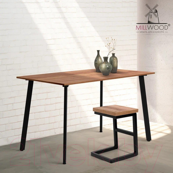 Изображение товара Обеденный стол Millwood Шанхай Л18 120x70 (дуб табачный Craft/металл черный)