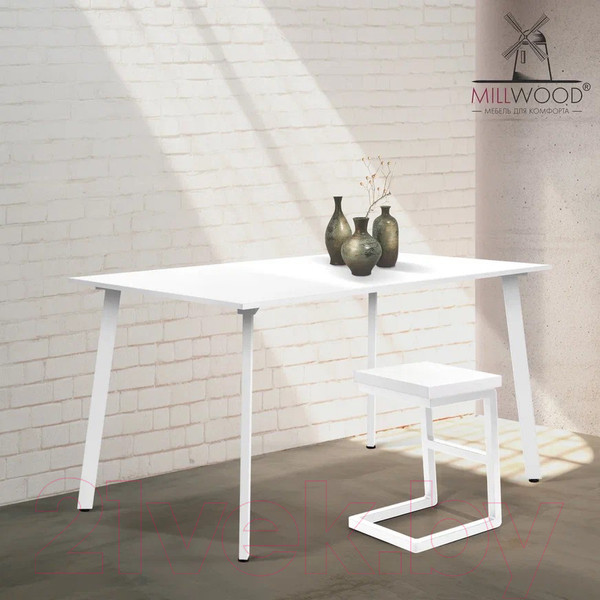 Изображение товара Обеденный стол Millwood Шанхай Л18 130x80 (белый/металл белый)