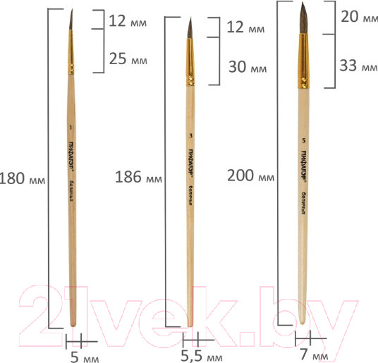 Изображение товара Набор кистей Пифагор 200891 (6шт)