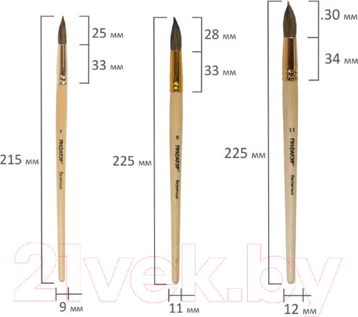Изображение товара Набор кистей Пифагор 200891 (6шт)