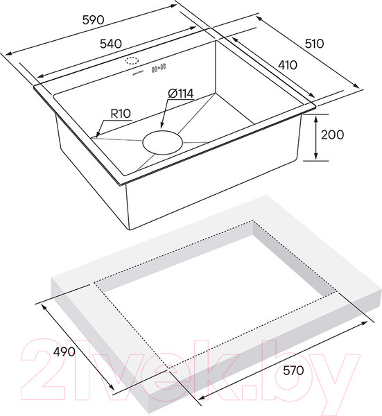 Изображение товара Мойка кухонная Paulmark PM215951-GM