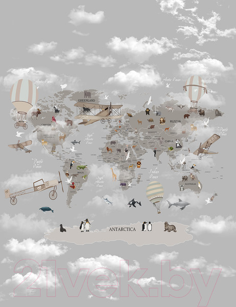 Изображение товара Фотообои листовые Citydecor Карта мира на английском 1 (200x260)