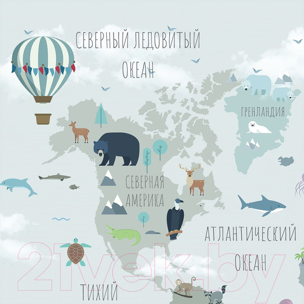 Изображение товара Фотообои листовые Citydecor Карта мира на русском 10 (200x260)