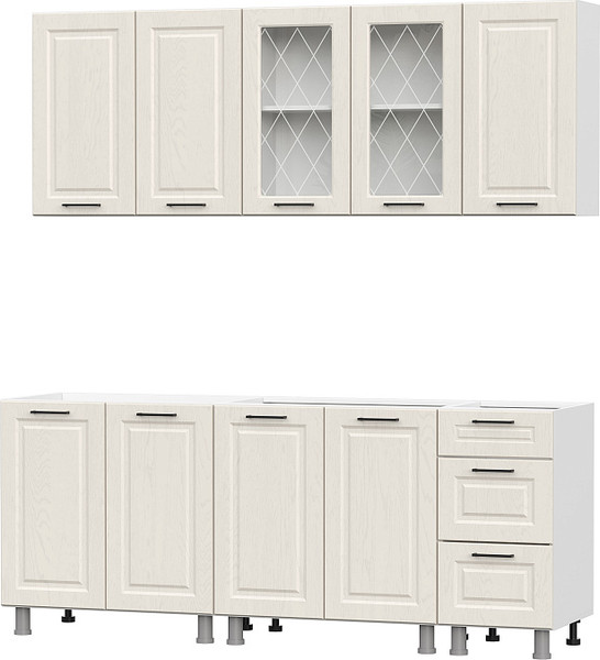 Изображение товара Кухонный гарнитур SV-мебель Грейвуд 2.0м МДФ без столешниц (белый/дуб кремовый/дуб кремовый)