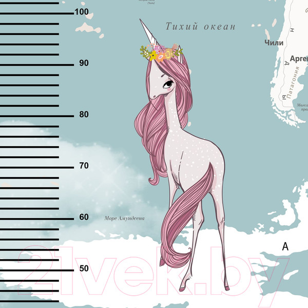 Изображение товара Фотообои листовые Citydecor Princess карта мира с ростомером 15 (300x260)