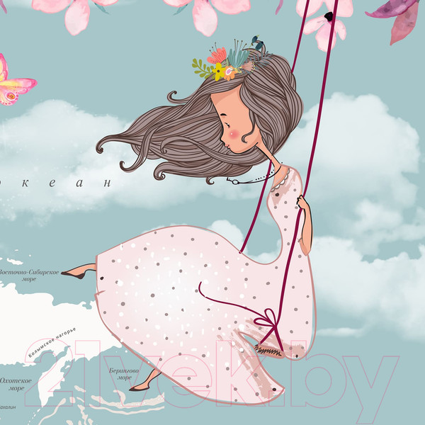 Изображение товара Фотообои листовые Citydecor Princess карта мира с ростомером 15 (300x260)