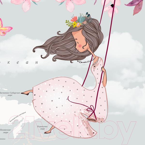 Изображение товара Фотообои листовые Citydecor Princess карта мира с ростомером 16 (300x260)