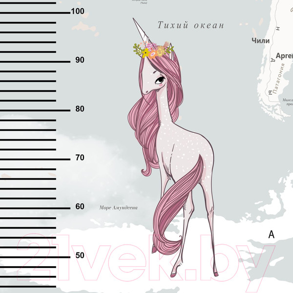 Изображение товара Фотообои листовые Citydecor Princess карта мира с ростомером 16 (300x260)