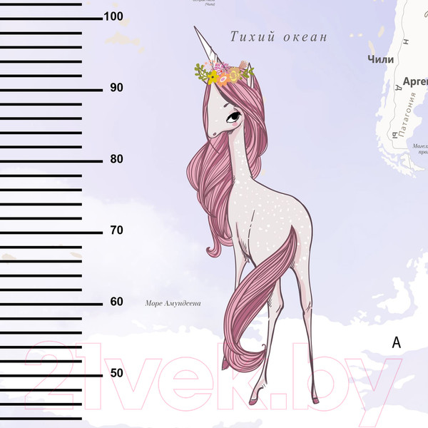 Изображение товара Фотообои листовые Citydecor Princess карта мира с ростомером 17 (300x260)