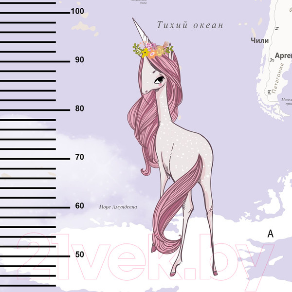 Изображение товара Фотообои листовые Citydecor Princess карта мира с ростомером 19 (300x260)