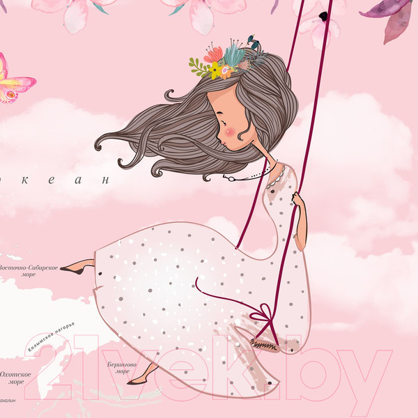 Изображение товара Фотообои листовые Citydecor Princess карта мира с ростомером 20 (300x260)