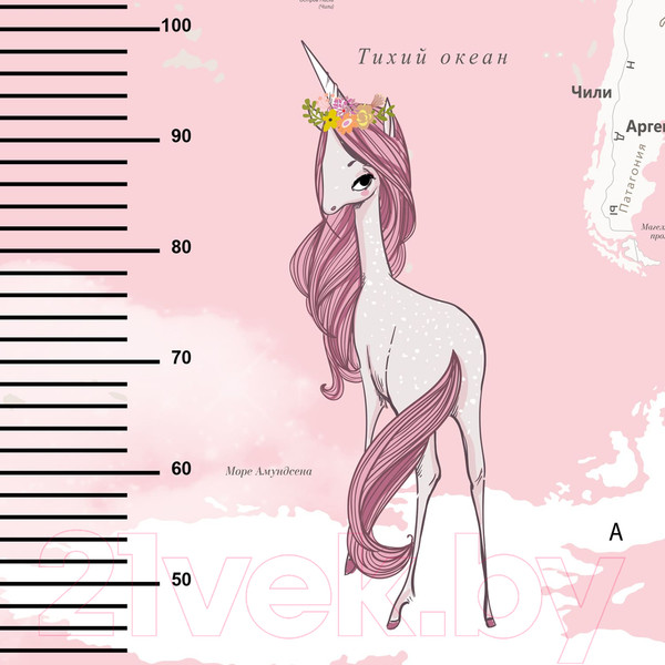 Изображение товара Фотообои листовые Citydecor Princess карта мира с ростомером 20 (300x260)