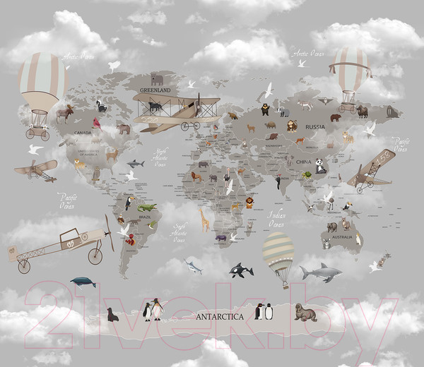 Изображение товара Фотообои листовые Citydecor Карта мира на английском 1 (300x260)