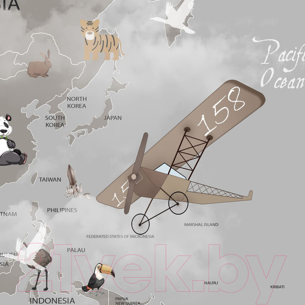 Изображение товара Фотообои листовые Citydecor Карта мира на английском 1 (300x260)