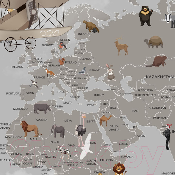 Изображение товара Фотообои листовые Citydecor Карта мира на английском 1 (300x260)