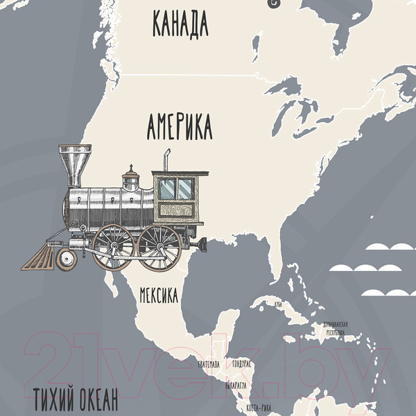 Изображение товара Фотообои листовые Citydecor Карта мира на русском 9 (300x260)