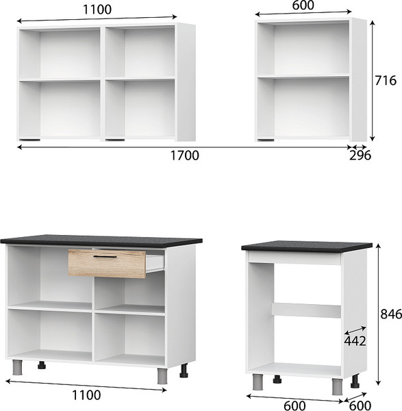 Изображение товара Кухонный гарнитур SV-мебель Лаванда 1.7 без столешницы (дуб делано)