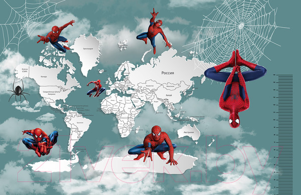 Изображение товара Фотообои листовые Citydecor Superhero Spiderman 6 (400x260, карта мира с ростомером)