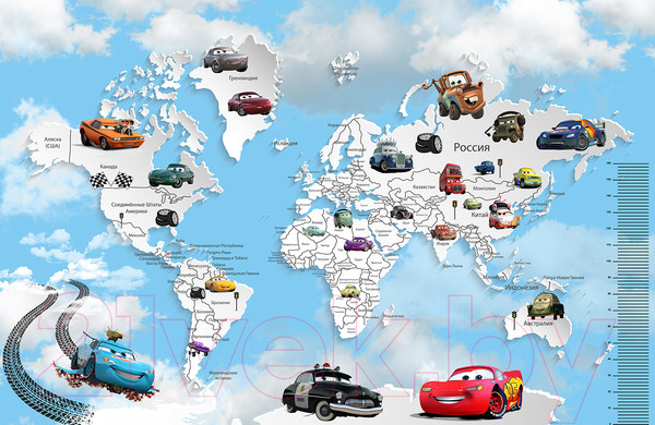 Изображение товара Фотообои листовые Citydecor Superhero Молния МакКвин 6 (400x260, карта мира с ростомером)