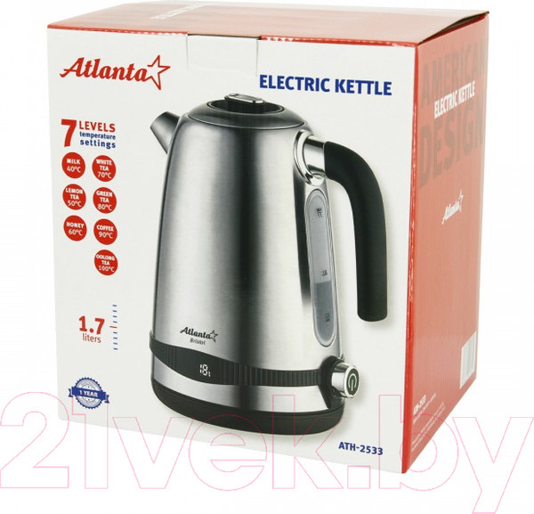 Изображение товара Электрочайник Atlanta ATH-2533 (серебристый)