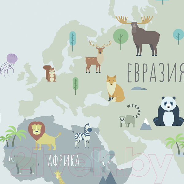 Изображение товара Фотообои листовые Citydecor Карта мира на русском 10 (400x260)