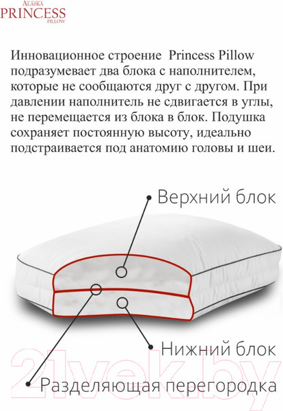 Изображение товара Подушка для сна Espera Princess Pillow ЕС-5881 (60x60)
