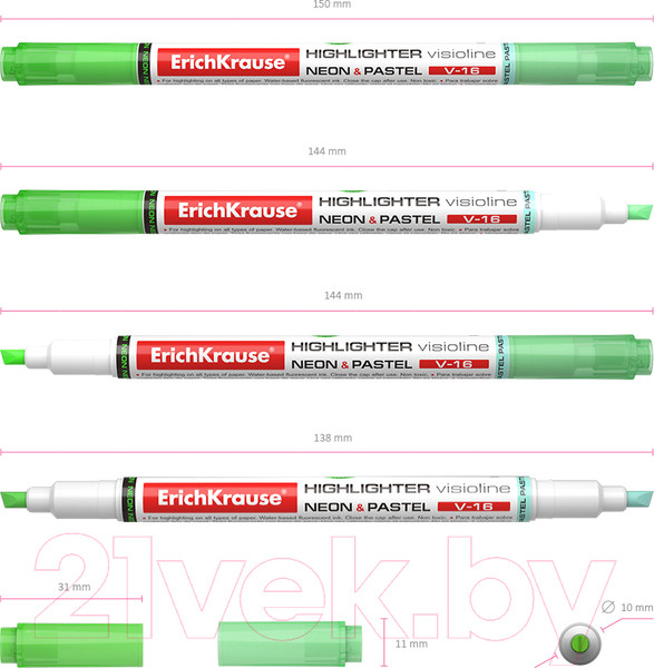 Изображение товара Текстовыделитель Erich Krause Visioline V-16 / 56016 (зеленый)