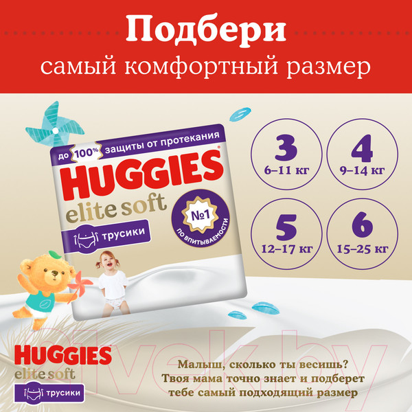 Изображение товара Подгузники-трусики детские Huggies Elite Soft Pants 4 Giga (56шт)