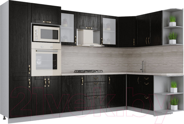 Изображение товара Кухонный гарнитур Интерлиния Мила Крафт 1.68x3.2 правая (дуб английский)