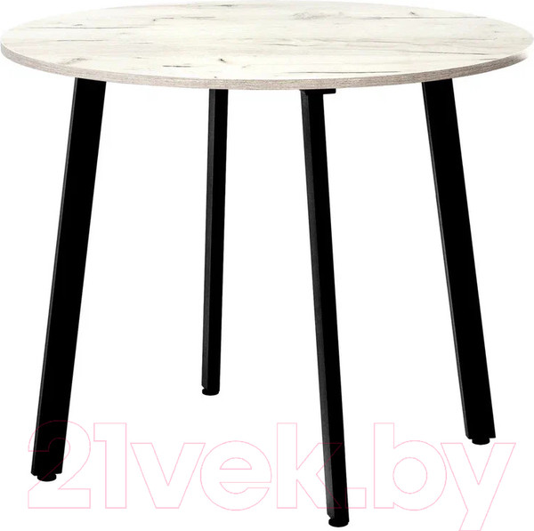 Изображение товара Обеденный стол Millwood Шанхай Л18 d100 (дуб белый Craft/металл черный)