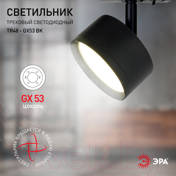 Изображение товара Трековый светильник ЭРА TR48-GX53 BK / Б0054159