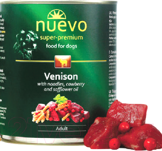 Изображение товара Влажный корм для собак Nuevo Dog Adult Venison & Noodles & Cowberry / 95002 (800г)