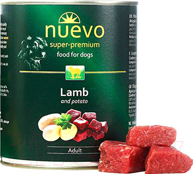 Изображение товара Влажный корм для собак Nuevo Dog Adult Lamb & Potato / 95011 (800г)