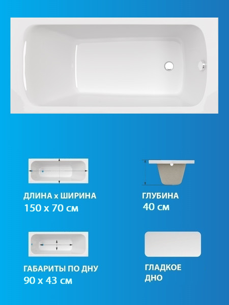 Изображение товара Ванна акриловая Triton Гамма 150x70