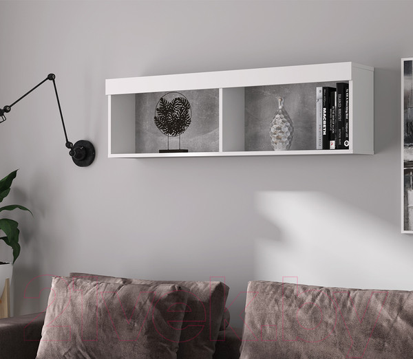 Изображение товара Полка-ячейка Интерлиния Quartz QZ-П1 (белый платинум/бетон)