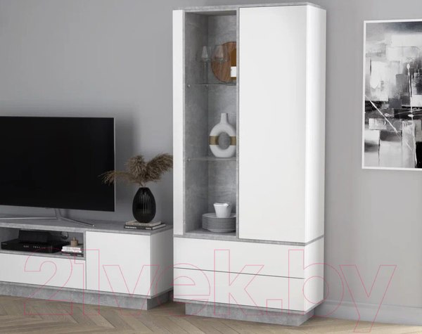 Изображение товара Шкаф Интерлиния Quartz QZ-ШК1 (белый платинум/бетон)