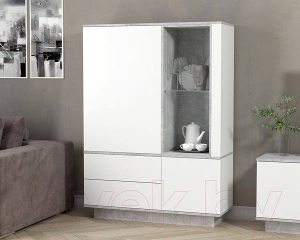 Изображение товара Шкаф Интерлиния Quartz QZ-ШК2 (белый платинум/бетон)